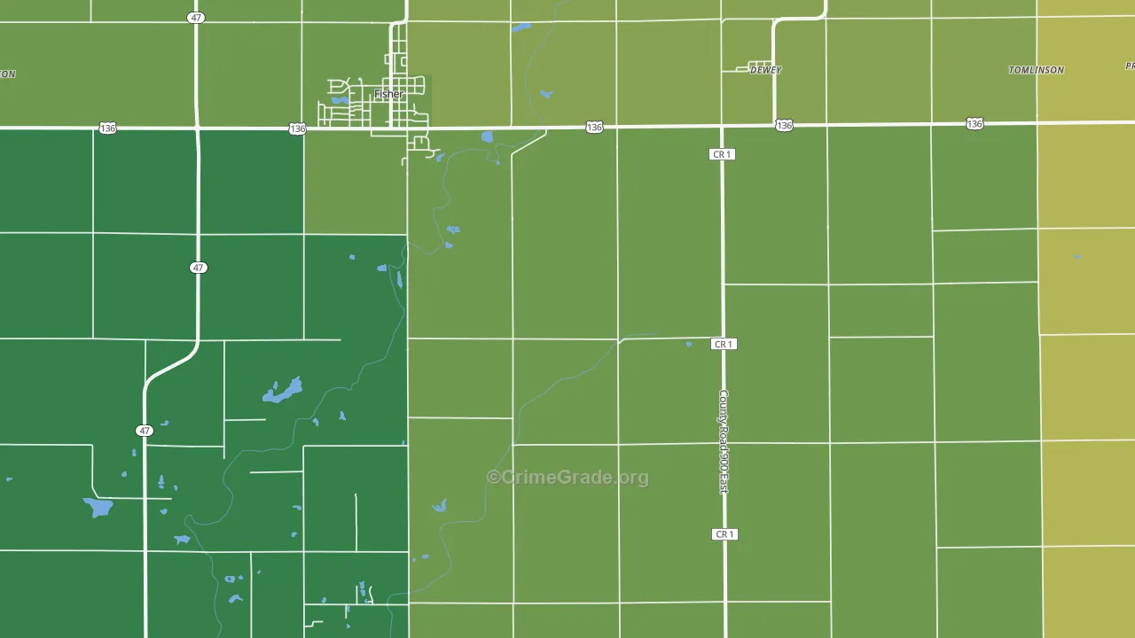 61840, IL Map of Vehicle Theft Rates
