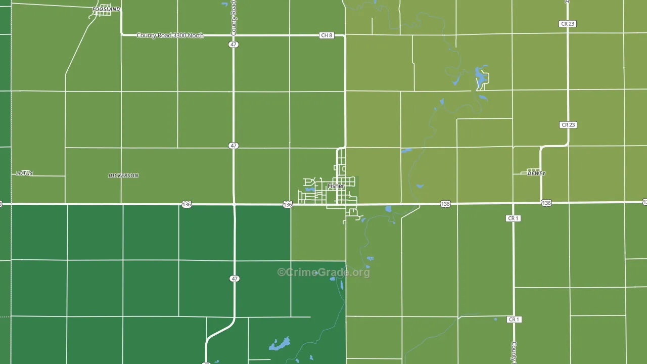 61843, IL Map of Vehicle Theft Rates