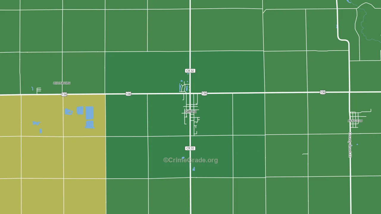 61847, IL Map of Vehicle Theft Rates