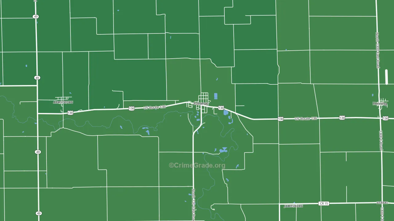 61865, IL Map of Vehicle Theft Rates