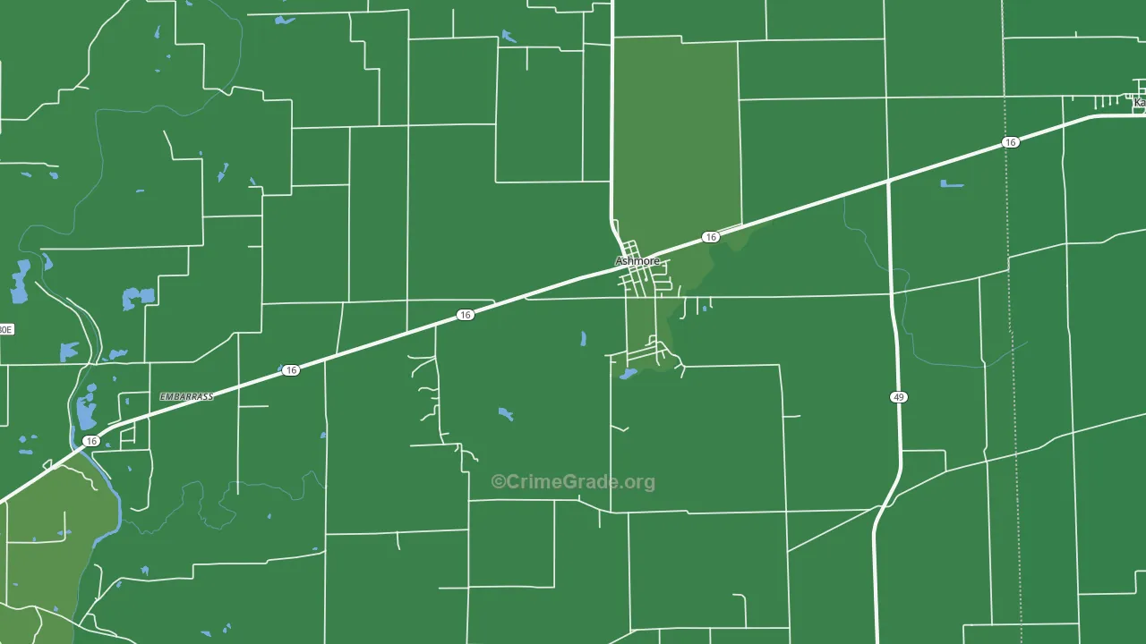 61912, IL Map of Vehicle Theft Rates