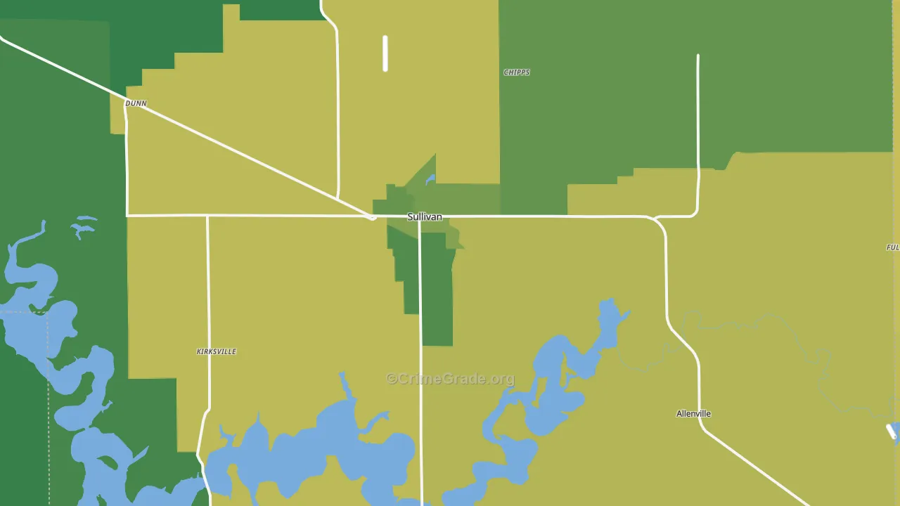 61951, IL Map of Vehicle Theft Rates