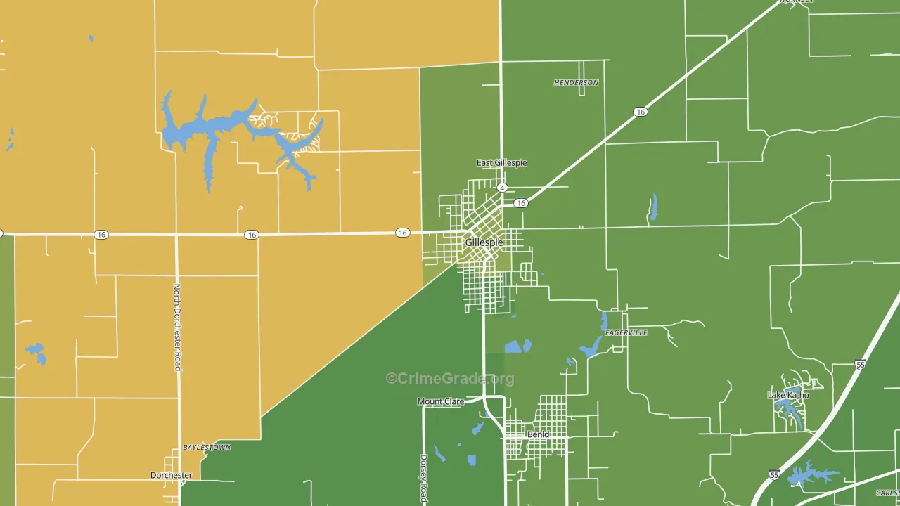 62033, IL Map of Vehicle Theft Rates