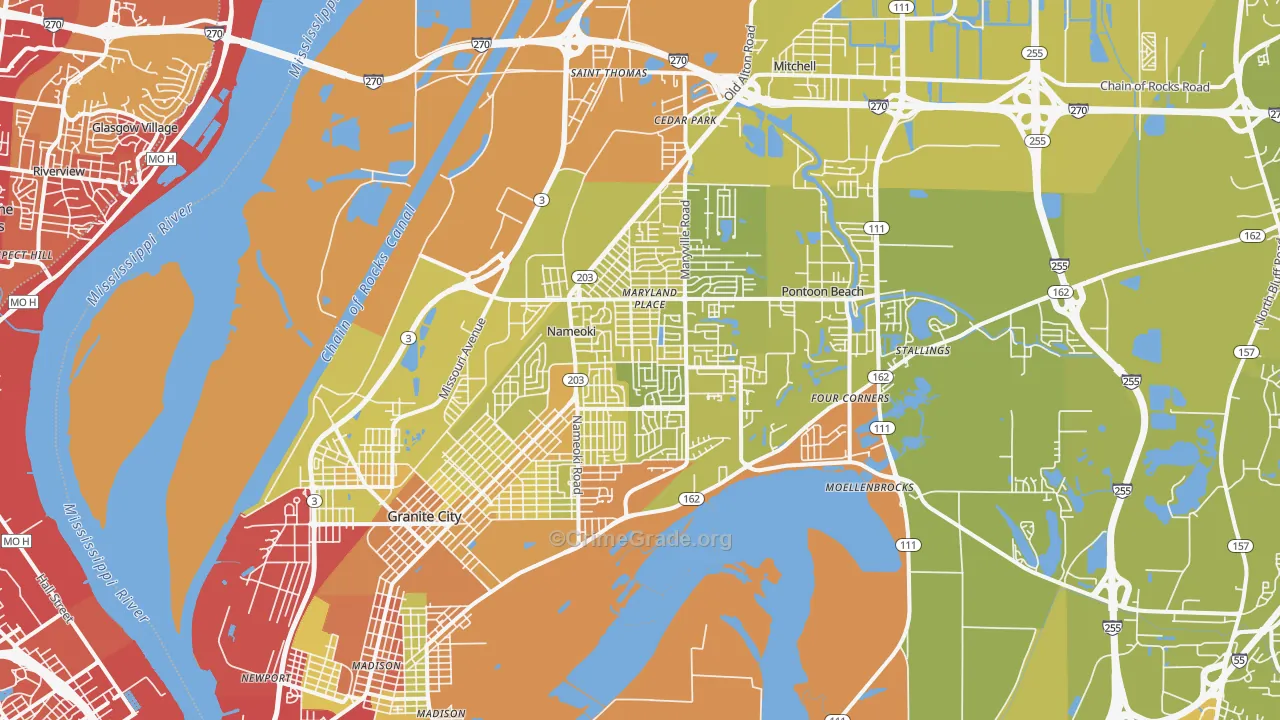 62040, IL Map of Vehicle Theft Rates