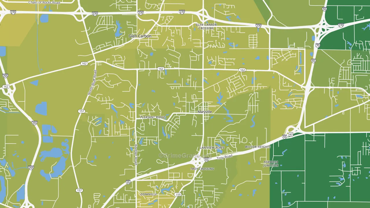 62062, IL Map of Vehicle Theft Rates