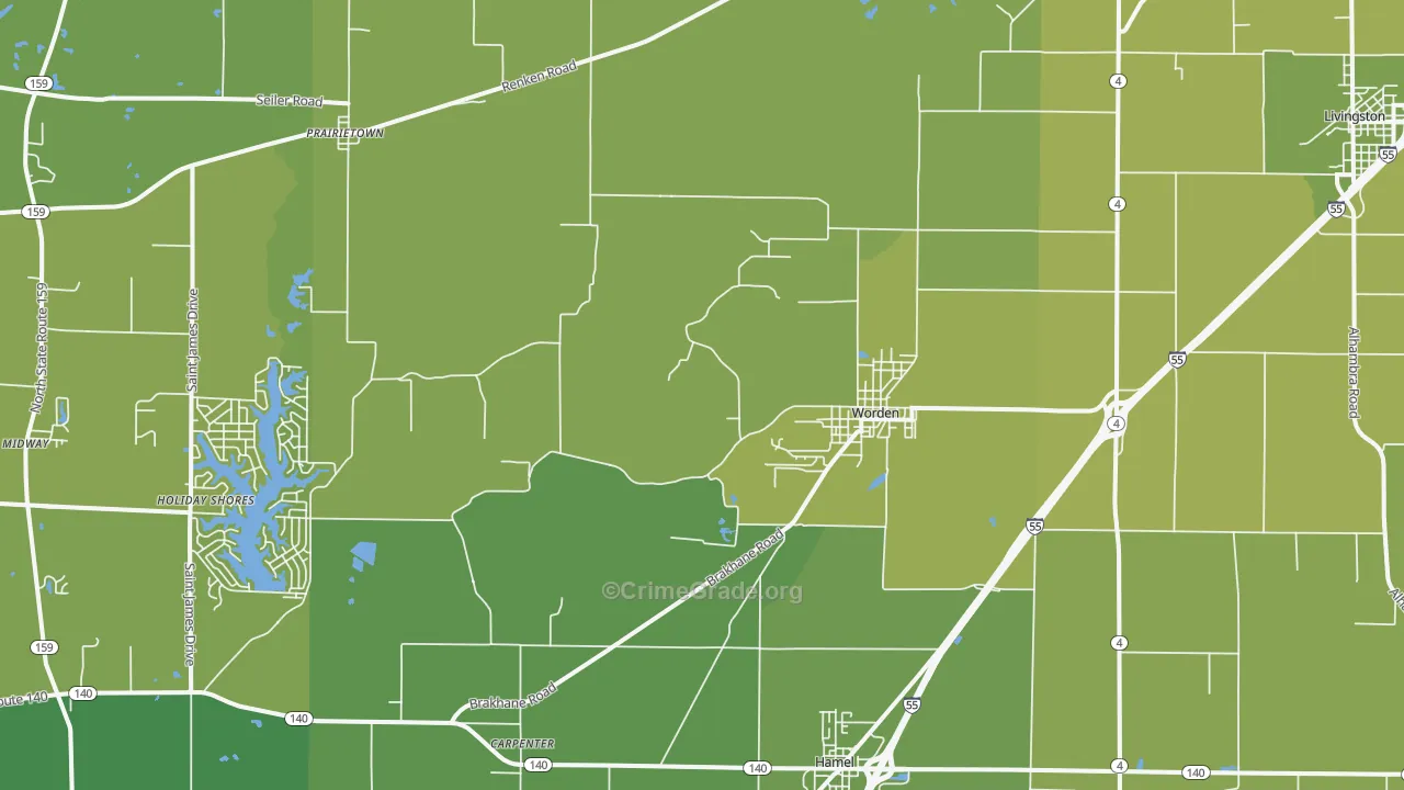 62097, IL Map of Vehicle Theft Rates