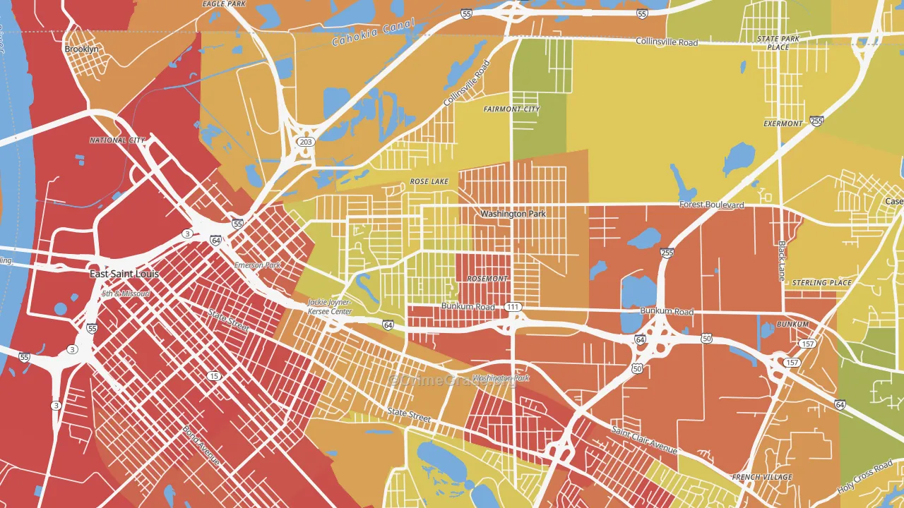 62204, IL Map of Vehicle Theft Rates