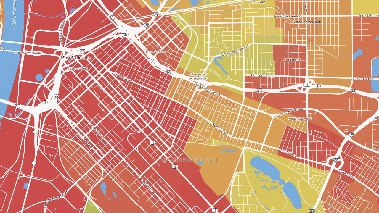 62205, IL Map of Vehicle Theft Rates