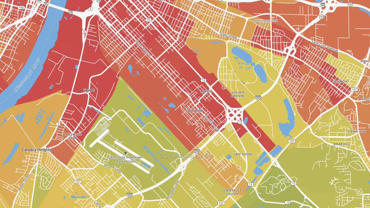 62207, IL Map of Vehicle Theft Rates