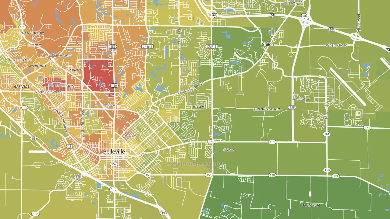 62221, IL Map of Vehicle Theft Rates