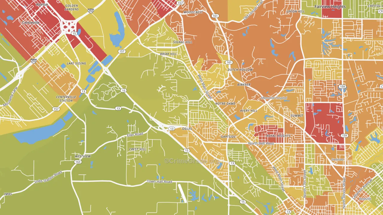 62223, IL Map of Vehicle Theft Rates