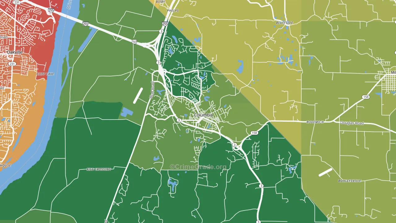 62236, IL Map of Vehicle Theft Rates