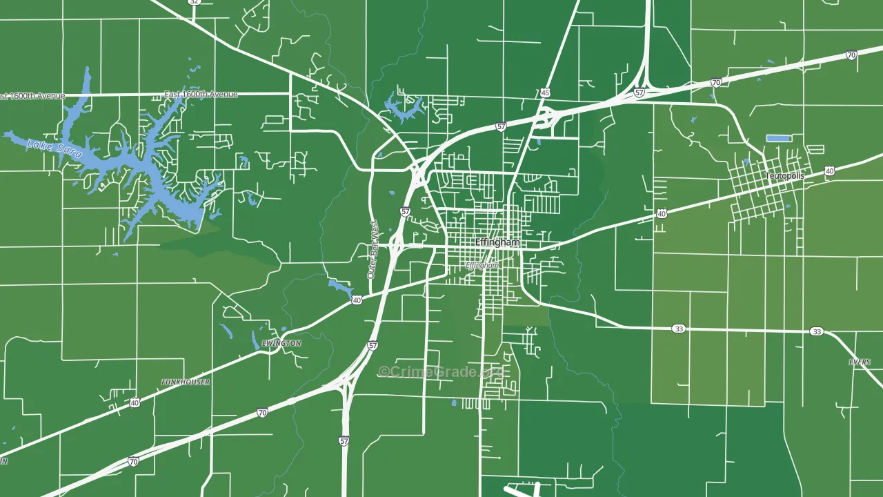 62401, IL Map of Vehicle Theft Rates