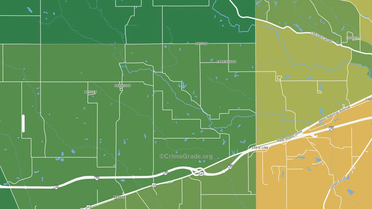 62423, IL Map of Vehicle Theft Rates