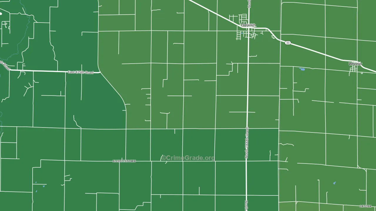 62424, IL Map of Vehicle Theft Rates