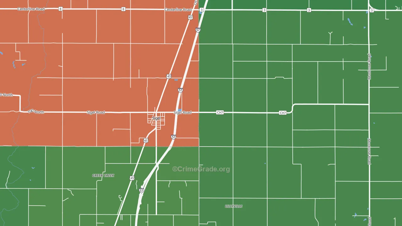 62462, IL Map of Vehicle Theft Rates