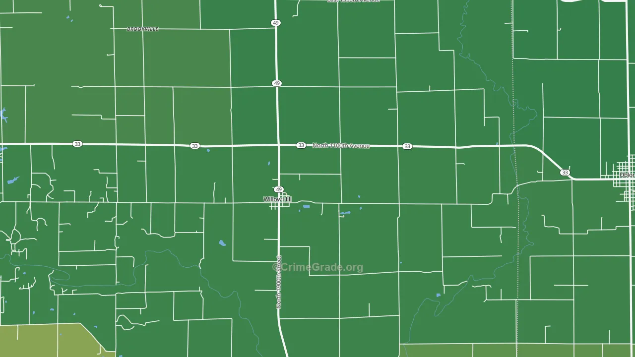 62480, IL Map of Vehicle Theft Rates