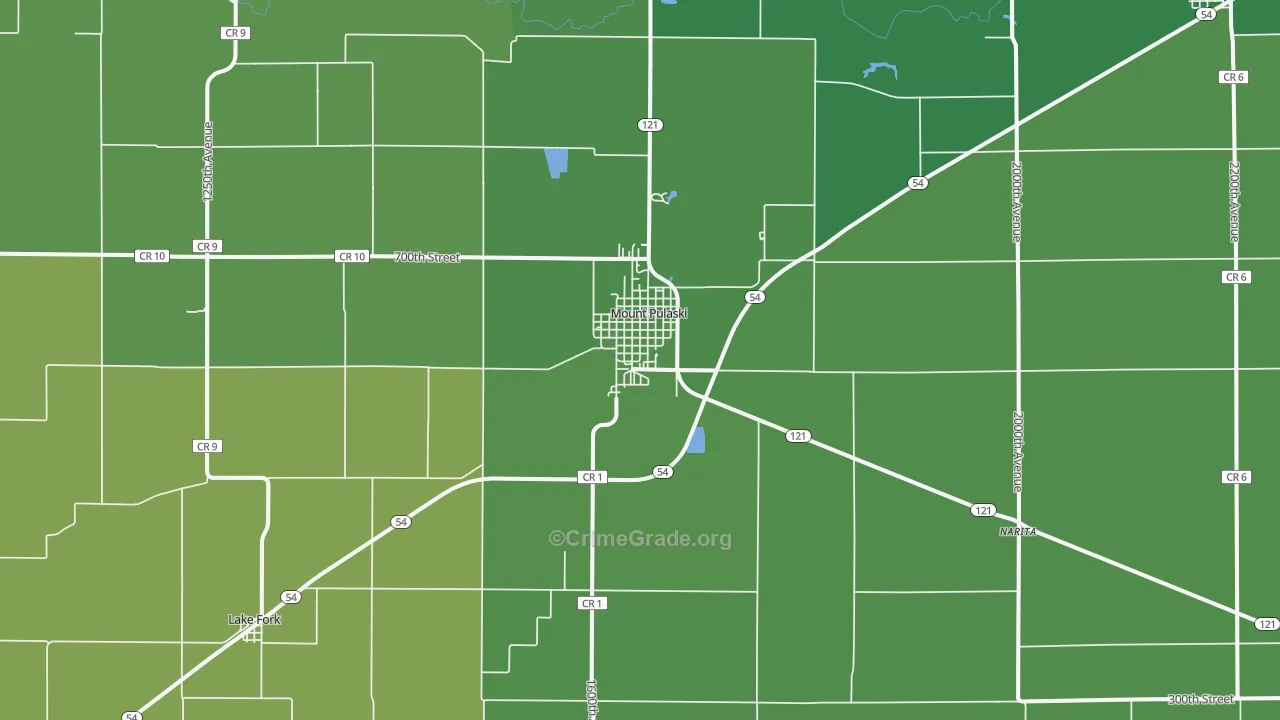 62548, IL Map of Vehicle Theft Rates