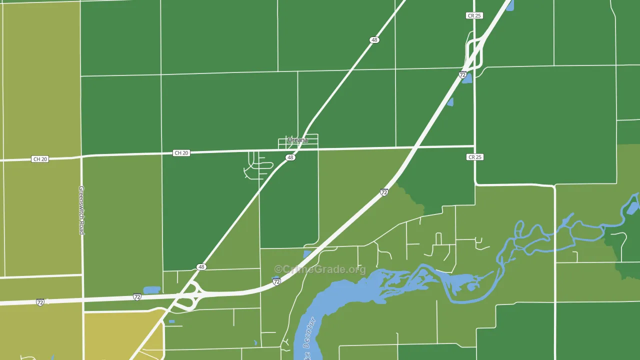 62554, IL Map of Vehicle Theft Rates
