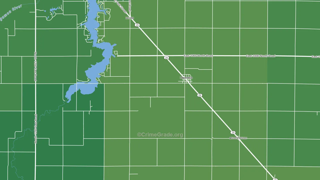62555, IL Map of Vehicle Theft Rates