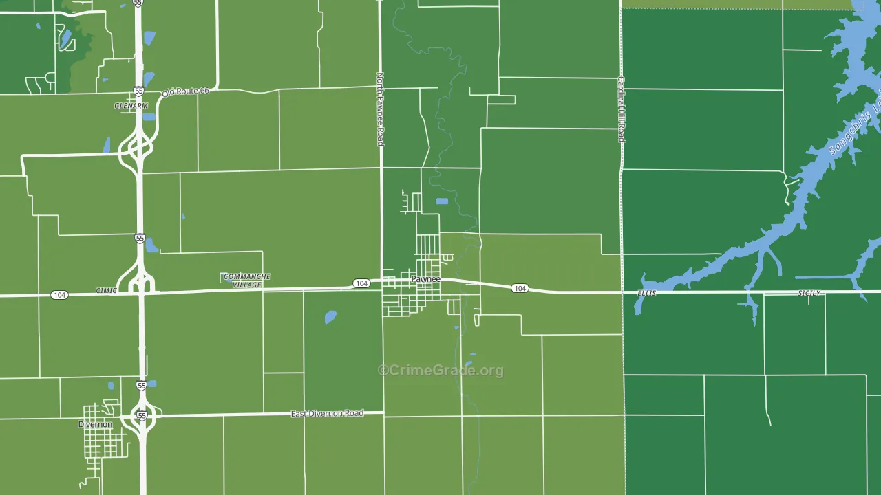 62558, IL Map of Vehicle Theft Rates