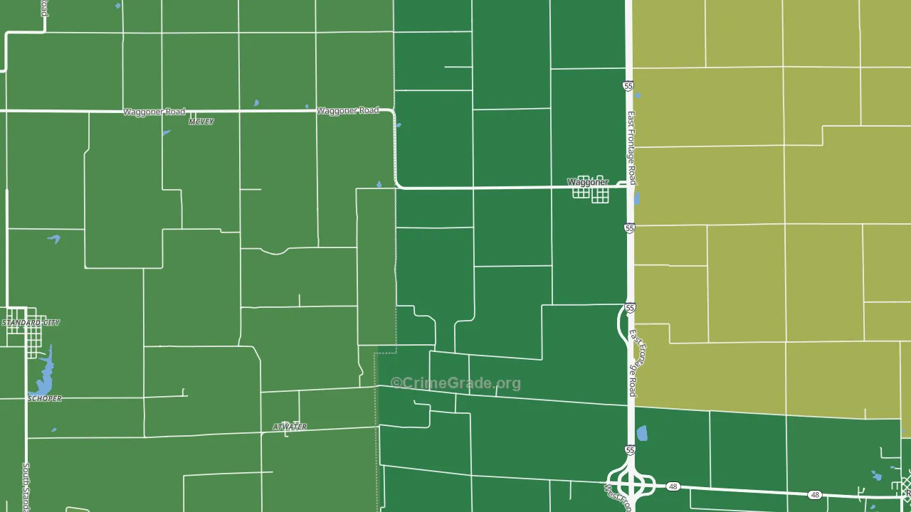 62572, IL Map of Vehicle Theft Rates