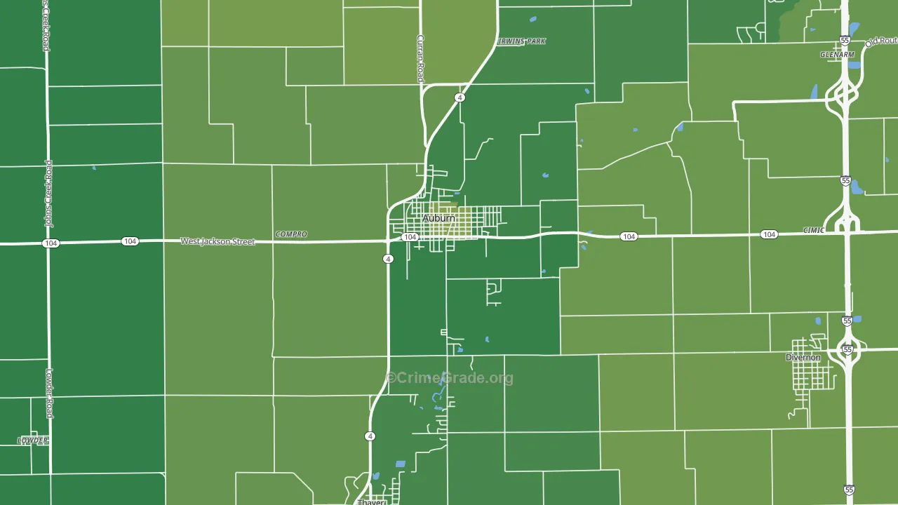 62615, IL Map of Vehicle Theft Rates