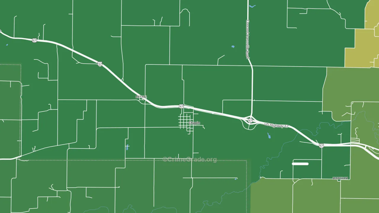 62628, IL Map of Vehicle Theft Rates