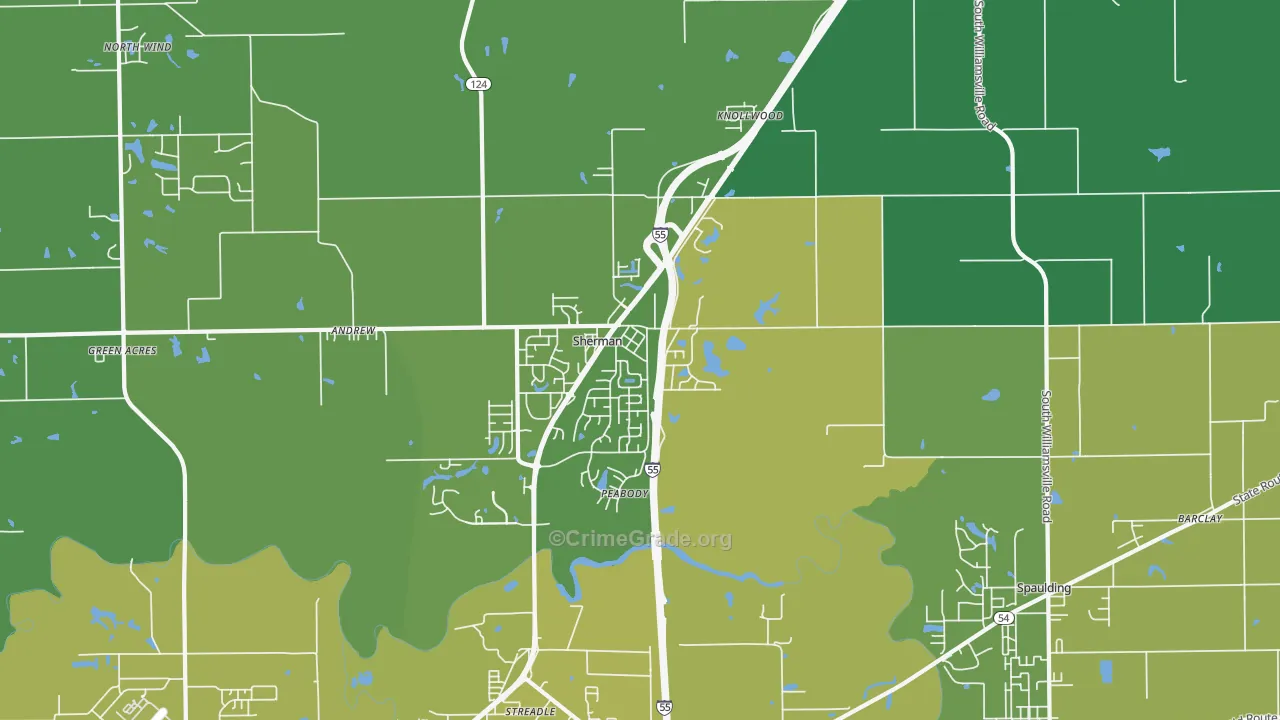 62684, IL Map of Vehicle Theft Rates
