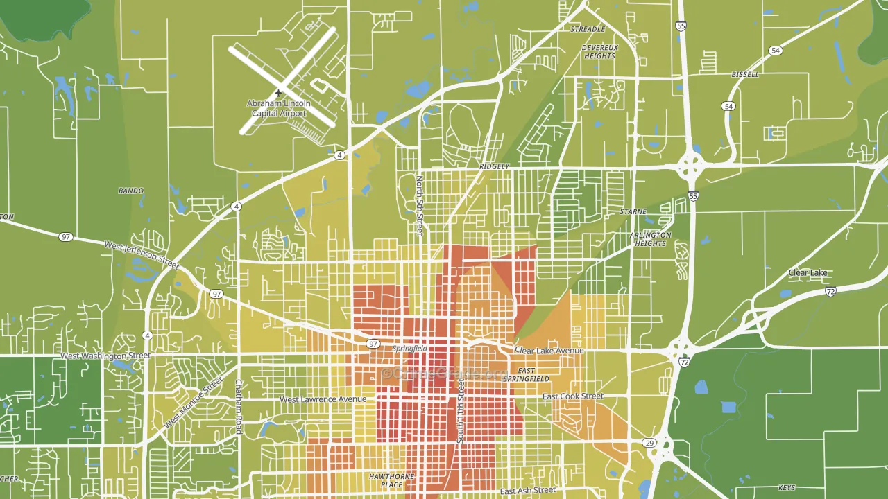 62702, IL Map of Vehicle Theft Rates