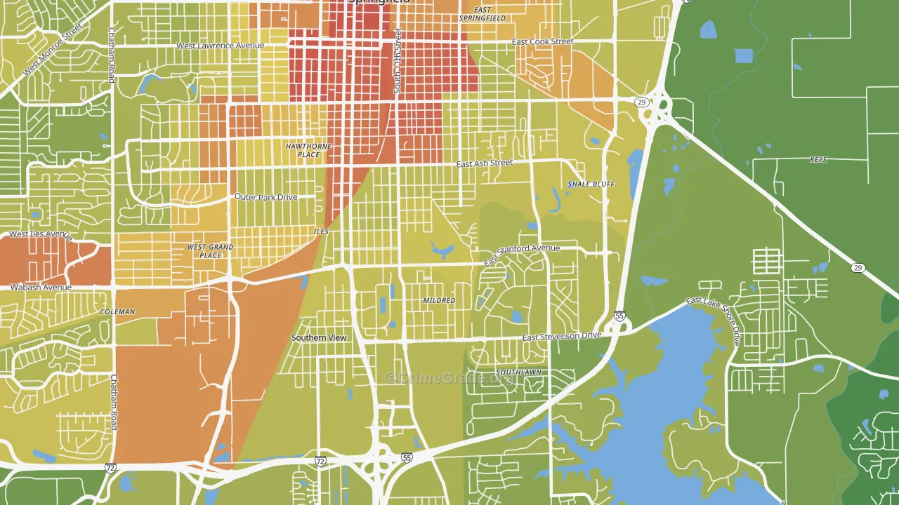 62703, IL Map of Vehicle Theft Rates