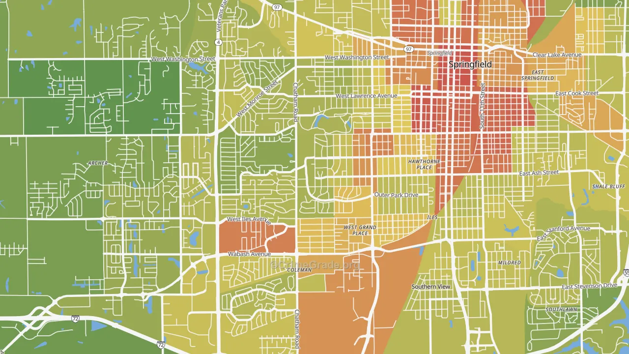 62704, IL Map of Vehicle Theft Rates