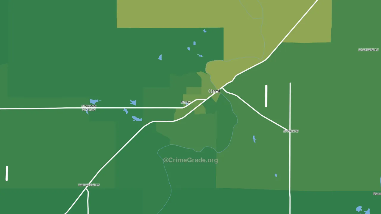 62821, IL Map of Vehicle Theft Rates