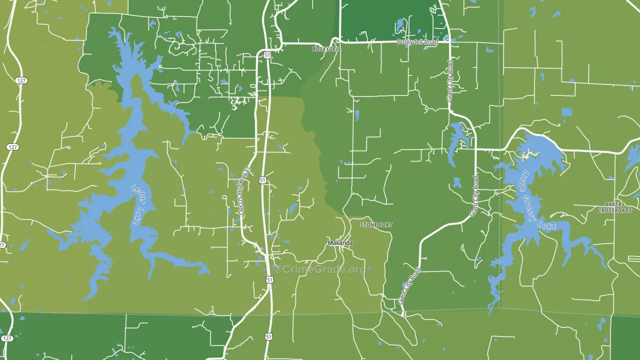 62958, IL Map of Vehicle Theft Rates