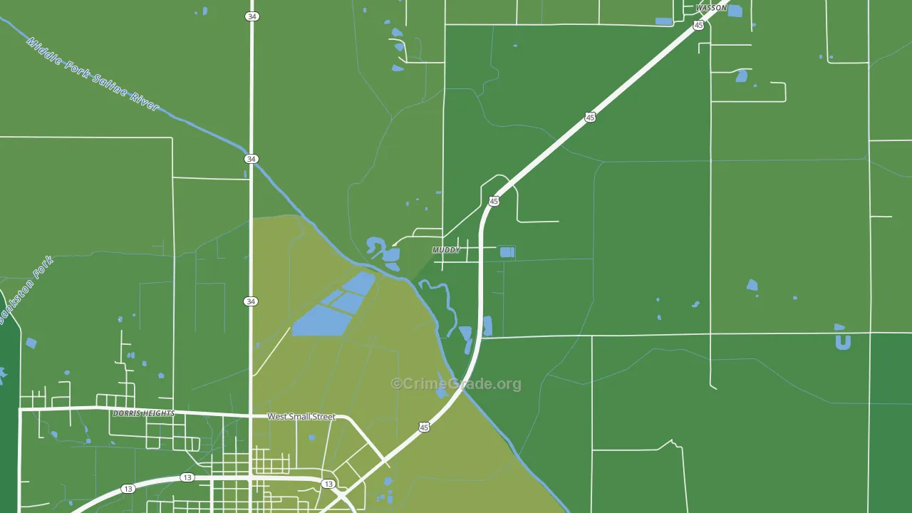 62965, IL Map of Vehicle Theft Rates