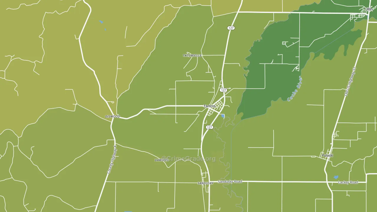 62988, IL Map of Vehicle Theft Rates