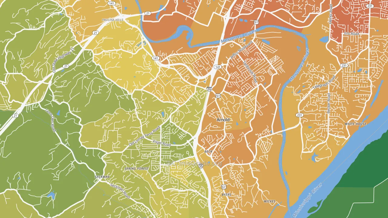 63010, MO Map of Vehicle Theft Rates