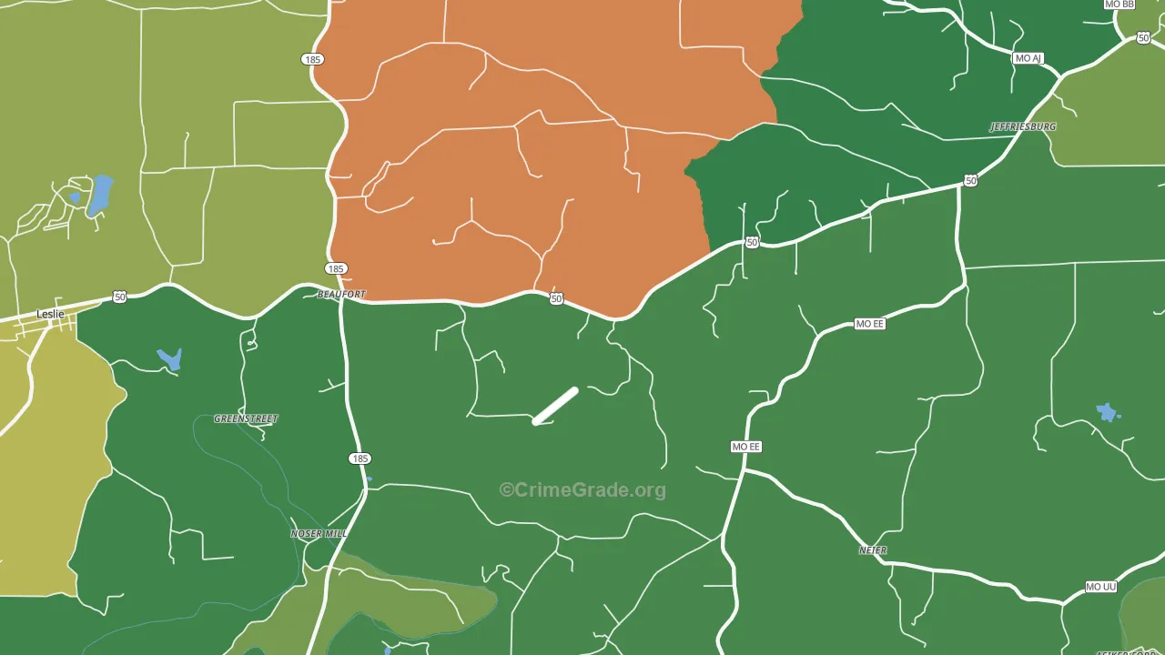 63013, MO Map of Vehicle Theft Rates