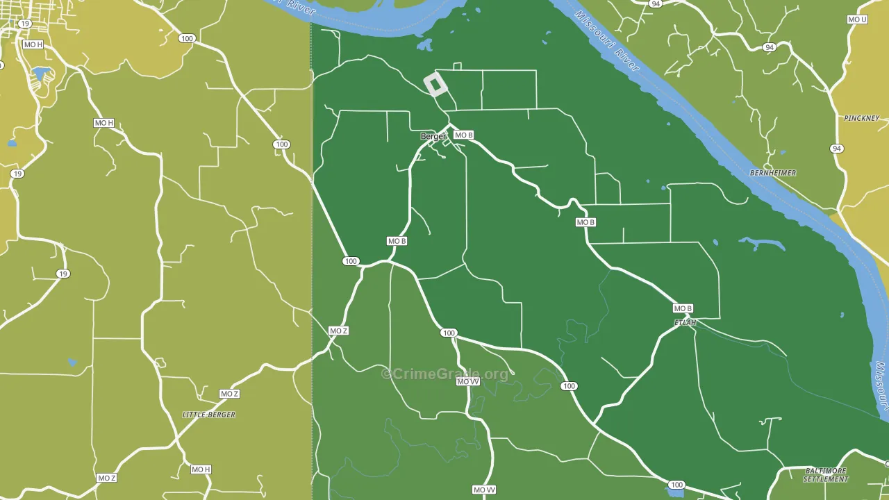 63014, MO Map of Vehicle Theft Rates