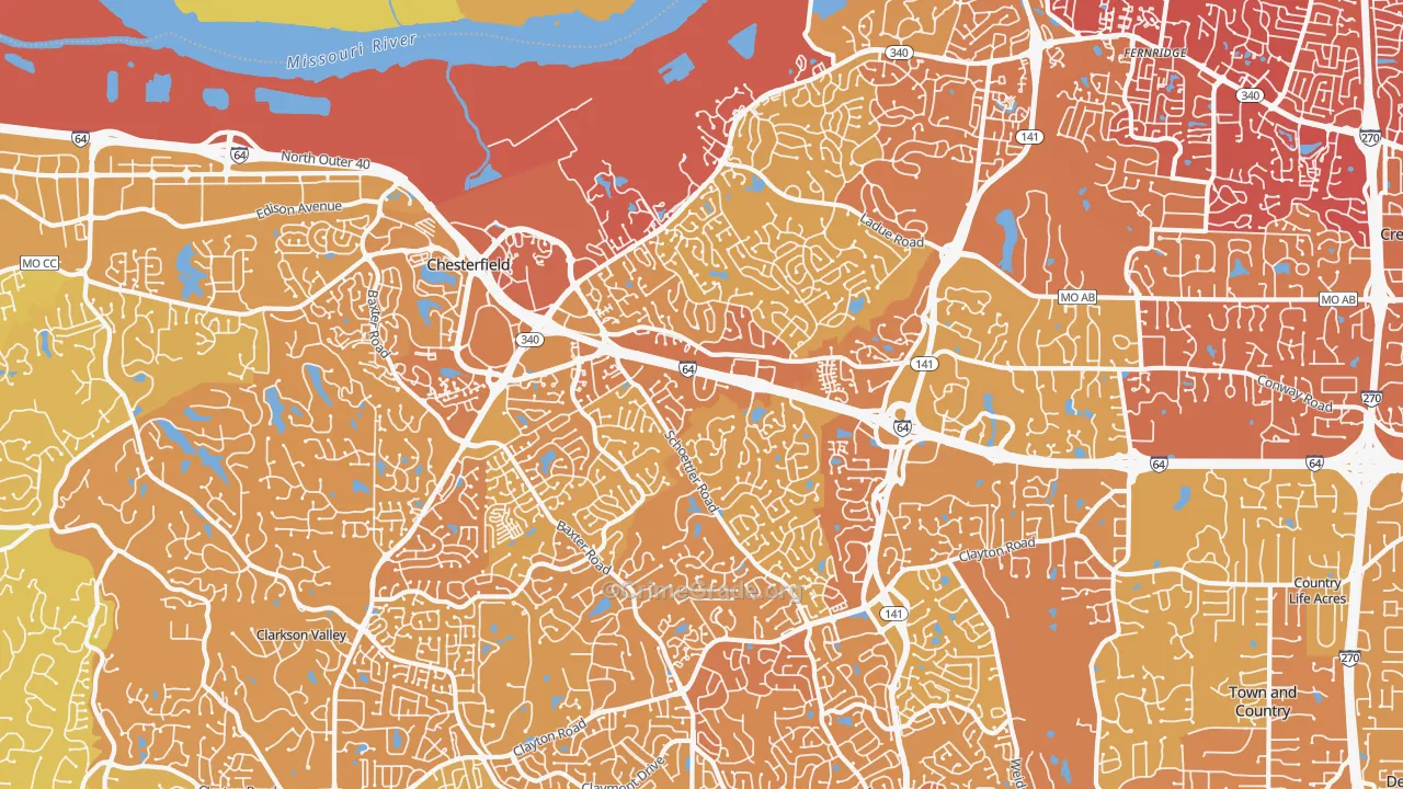 63017, MO Map of Vehicle Theft Rates