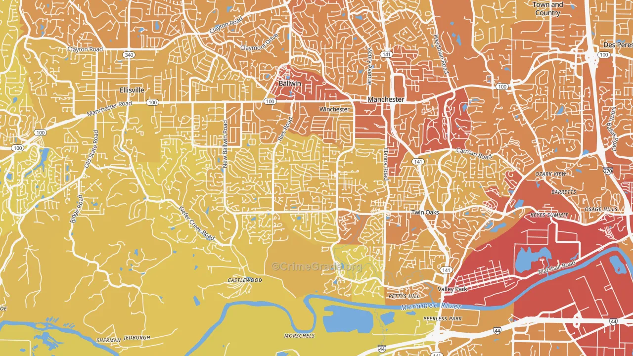 63021, MO Map of Vehicle Theft Rates