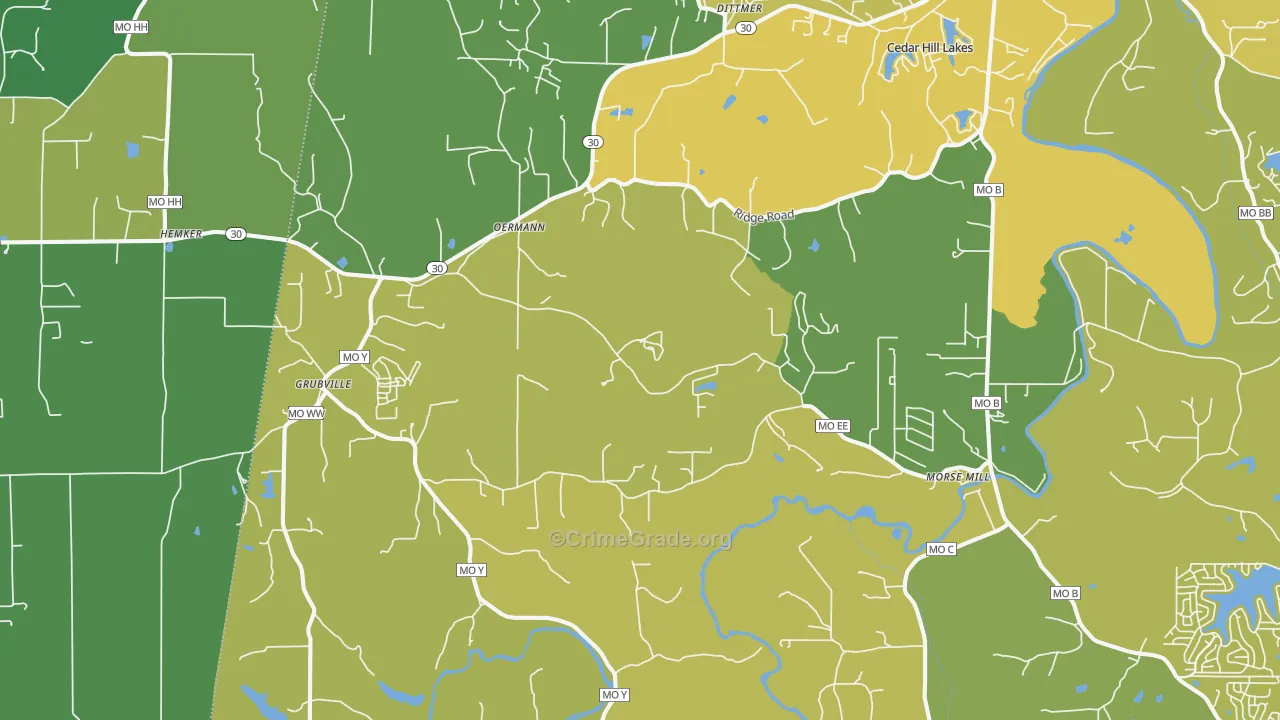63023, MO Map of Vehicle Theft Rates
