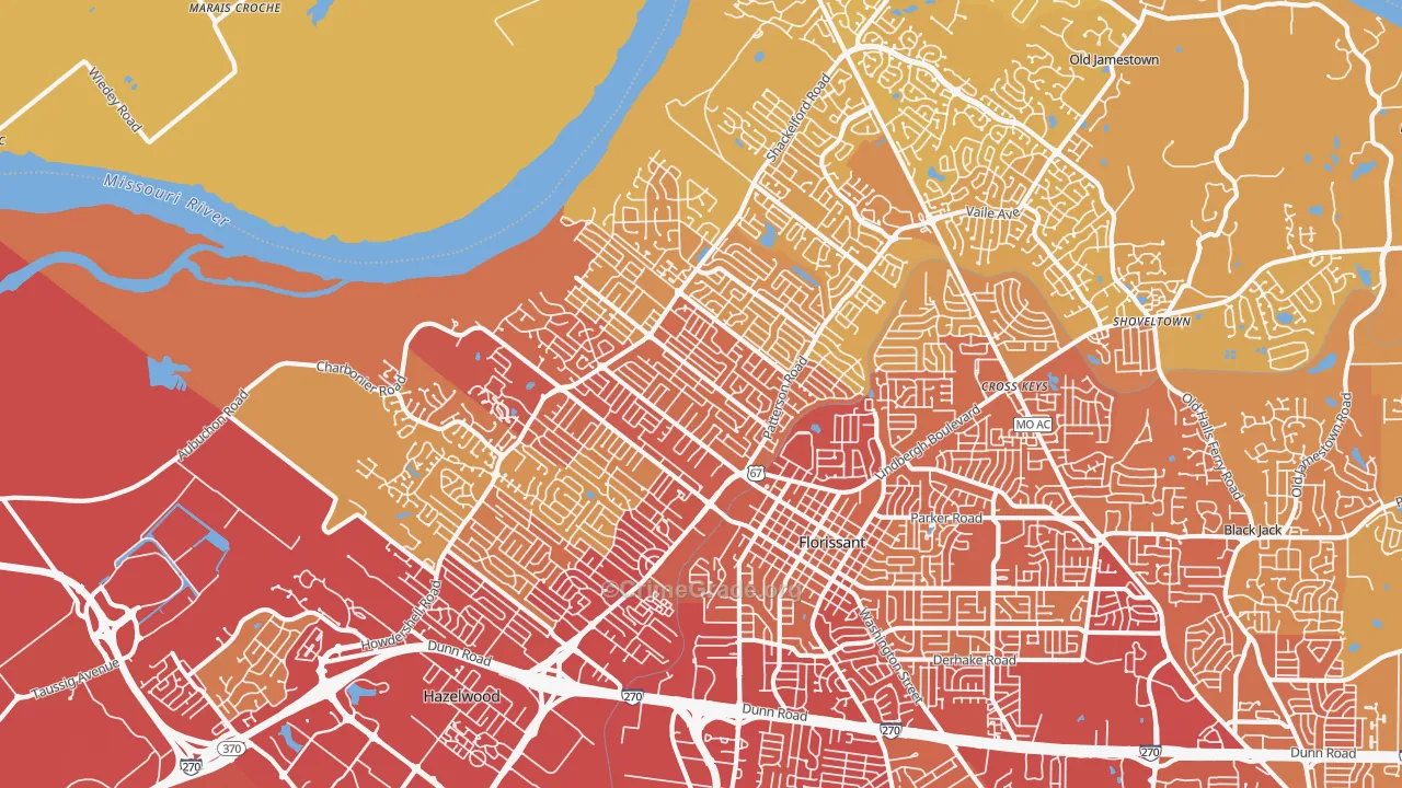 63031, MO Map of Vehicle Theft Rates