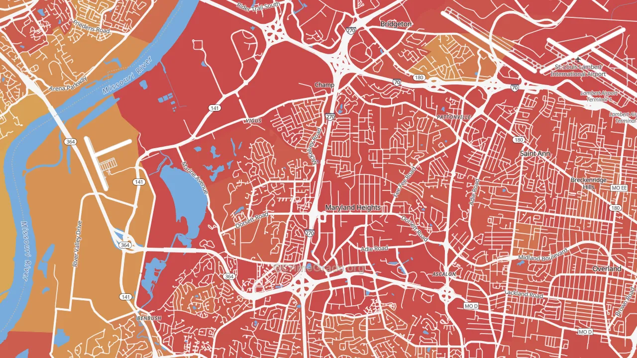 63043, MO Map of Vehicle Theft Rates