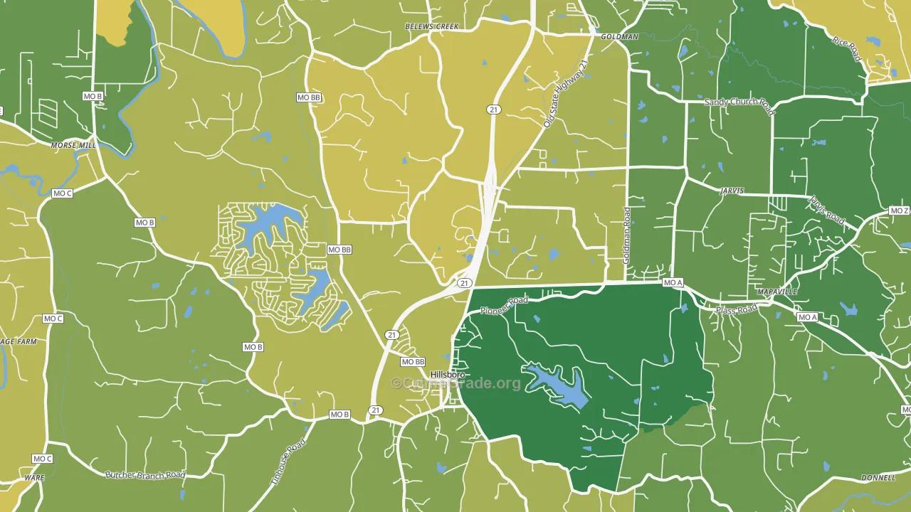 63050, MO Map of Vehicle Theft Rates