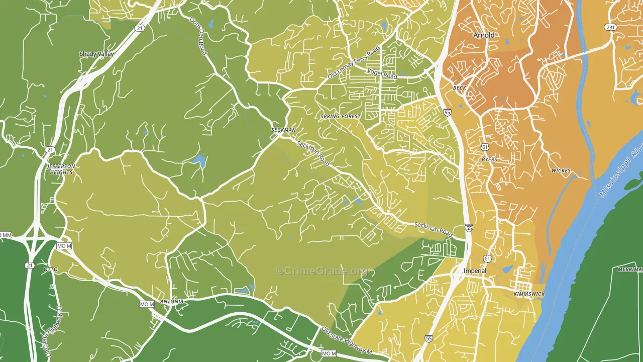 63052, MO Map of Vehicle Theft Rates