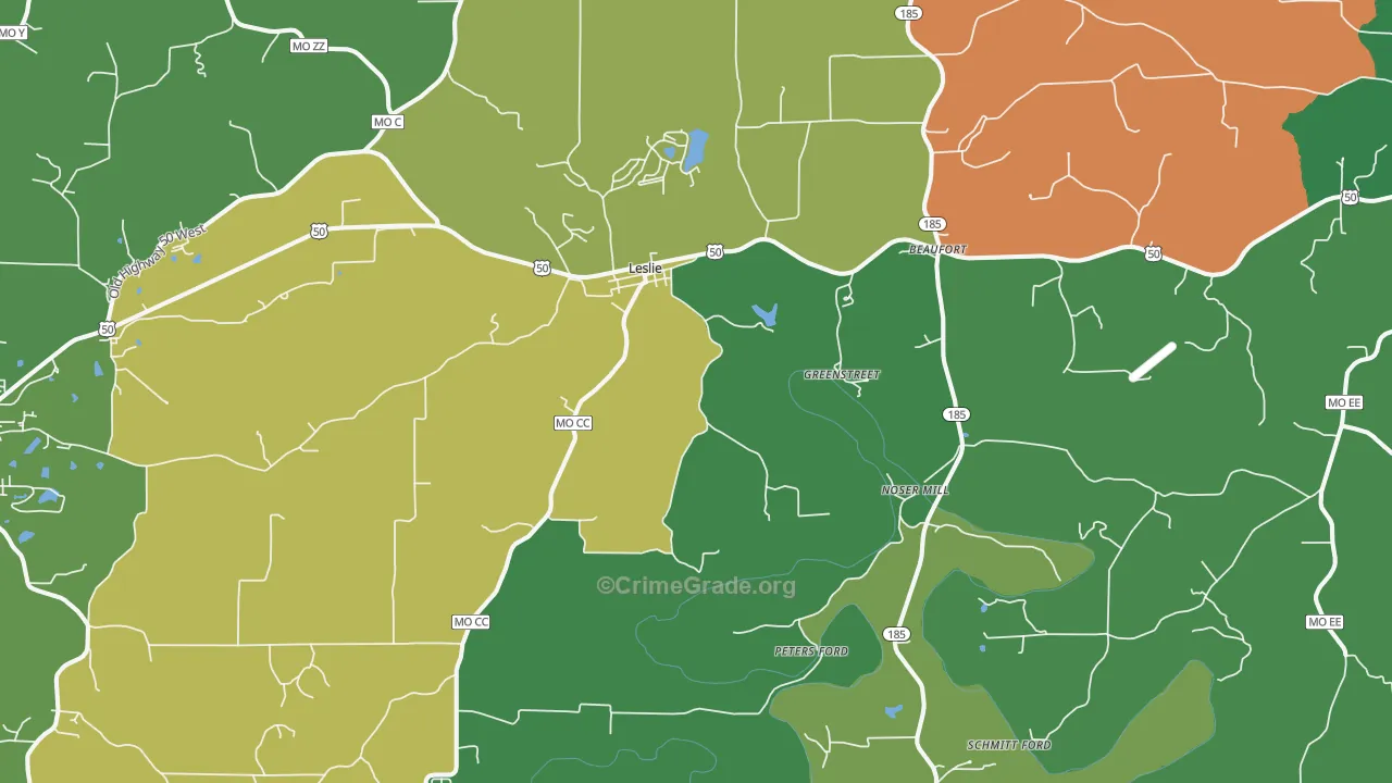 63056, MO Map of Vehicle Theft Rates