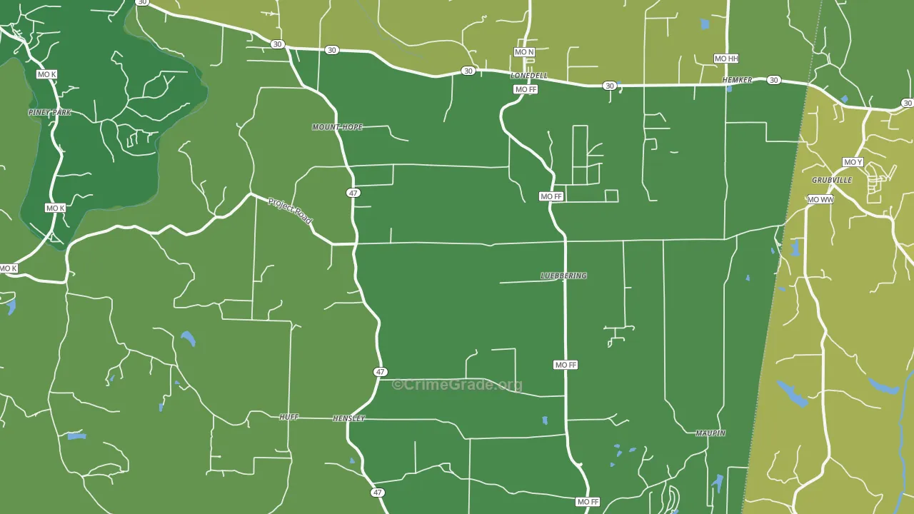 63060, MO Map of Vehicle Theft Rates