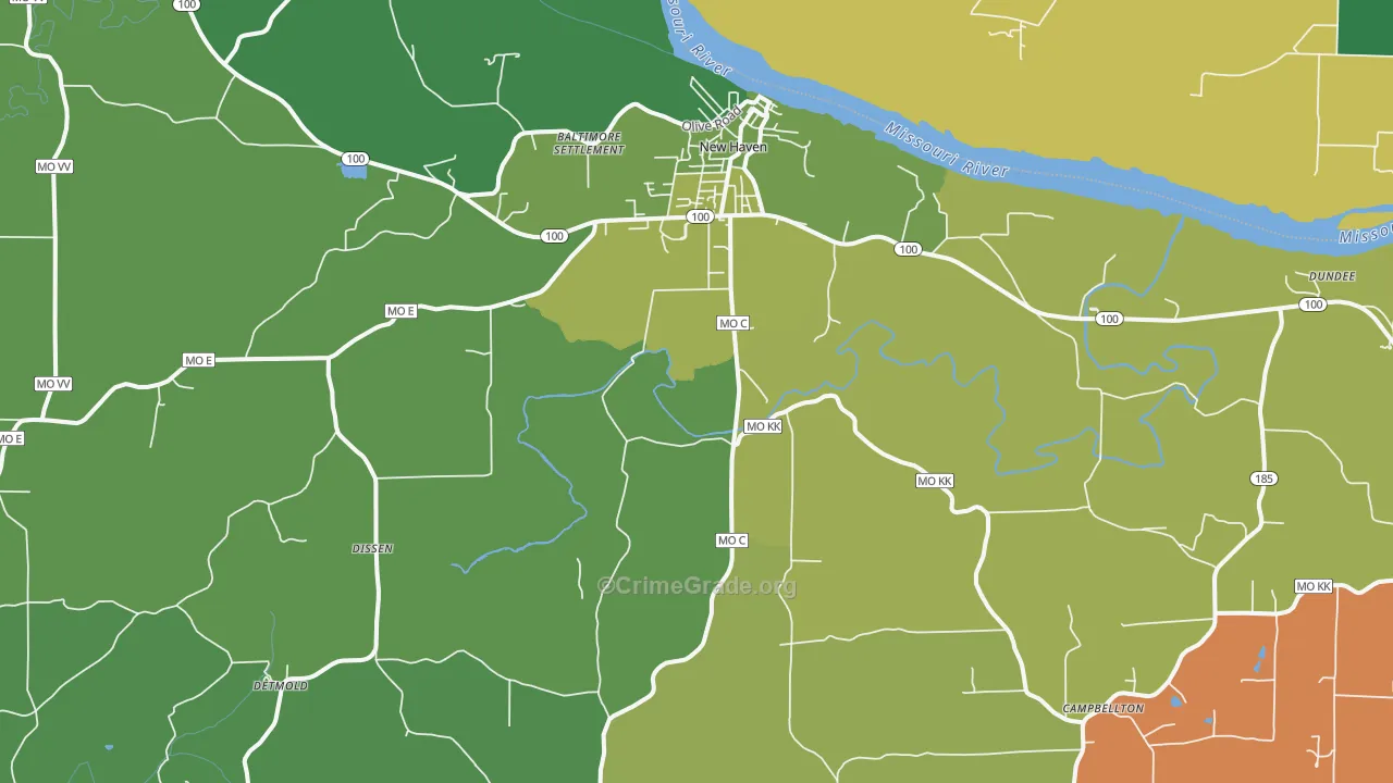 63068, MO Map of Vehicle Theft Rates