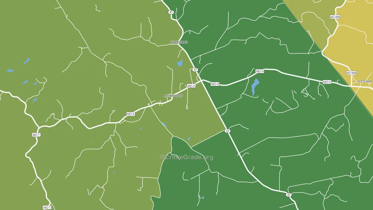 63071, MO Map of Vehicle Theft Rates